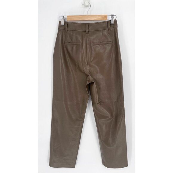 Aritzia Babaton Command Faux Leather Crop Pants Vegan Brown Women's 4 - Picture 5 of 7